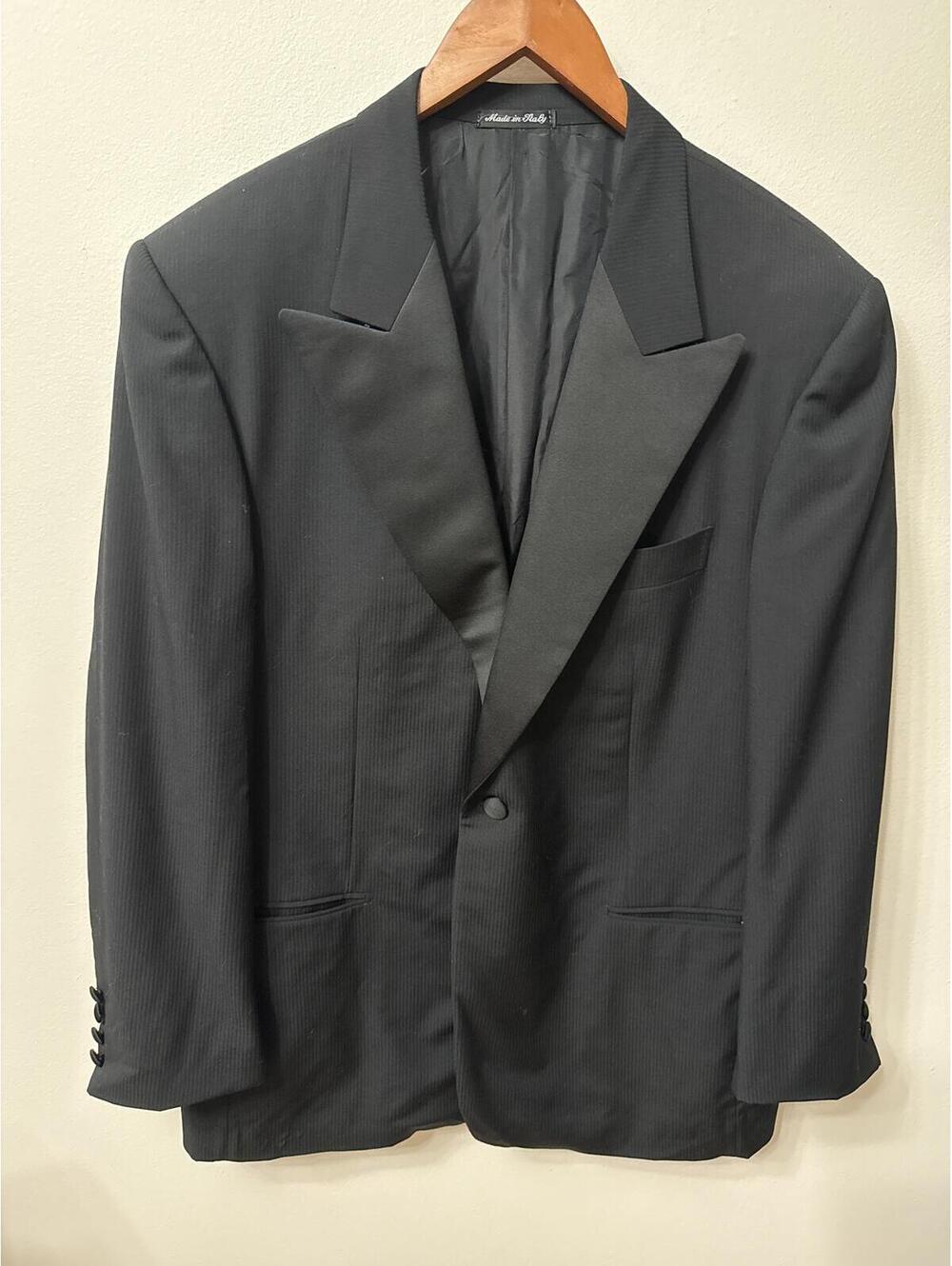 Pal Zileri Black Wool Tuxedo Jacket 44R EU 54 Made In Italy Peak Lapel Formal